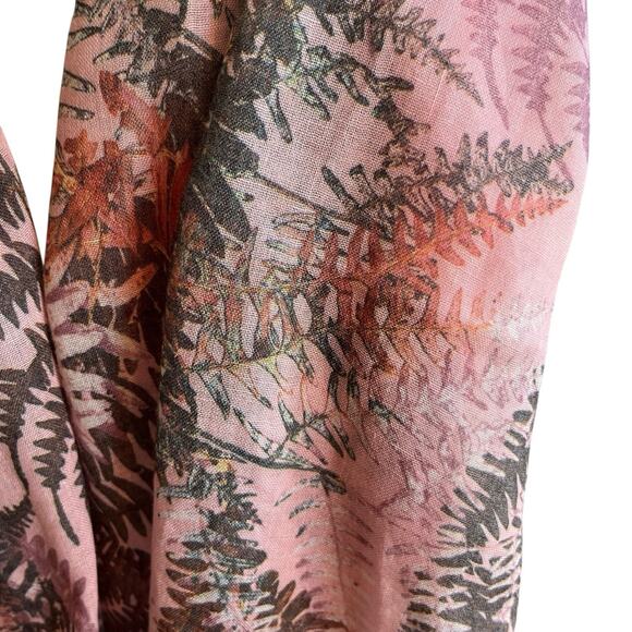 Pink Green Fern Print Rectangular Scarf 70" x 28" Forest Fairy Cottagecore - Picture 4 of 6